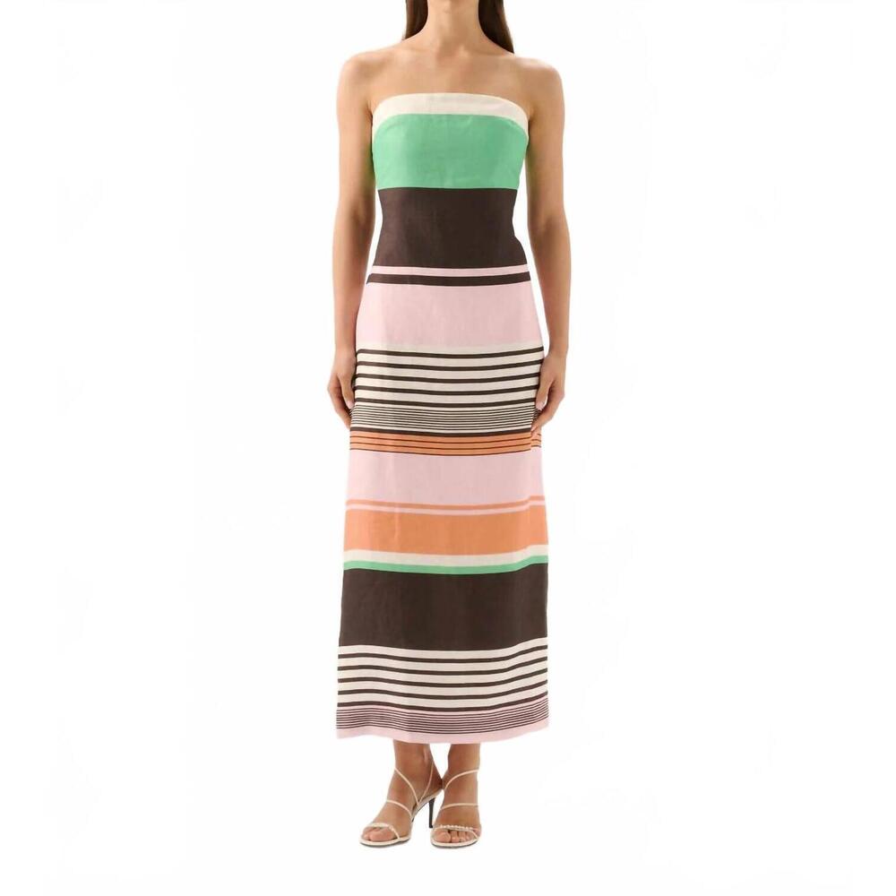 NEW ROAME frieda strapless dress in tango stripe